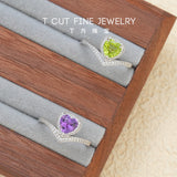 Amethyst and Olivine Heart Silver Ring