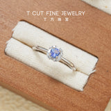 Tanzanite Square Silver Ring