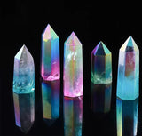 Aura clear quartz crystal tower
