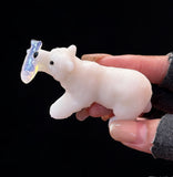 White jade polar bear with fish