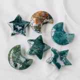 Moss agate Moon and Star