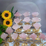 Rose quartz handmade rose with holder