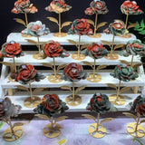 Bloodstone handmade rose with holder