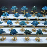Blue apetite handmade rose with holder