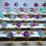 Fluorite handmade rose with holder