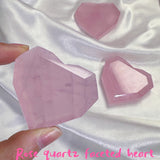 Rose quartz facted heart