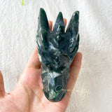 Moss Agate Dragon Head