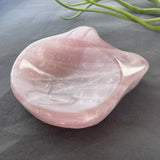 Rose quartz cat bowl