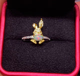 Opal rabbit ring