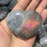 Purple and pink light labradorite heart