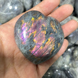 Purple and pink light labradorite heart