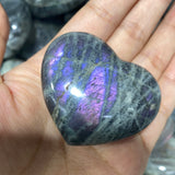 Purple and pink light labradorite heart